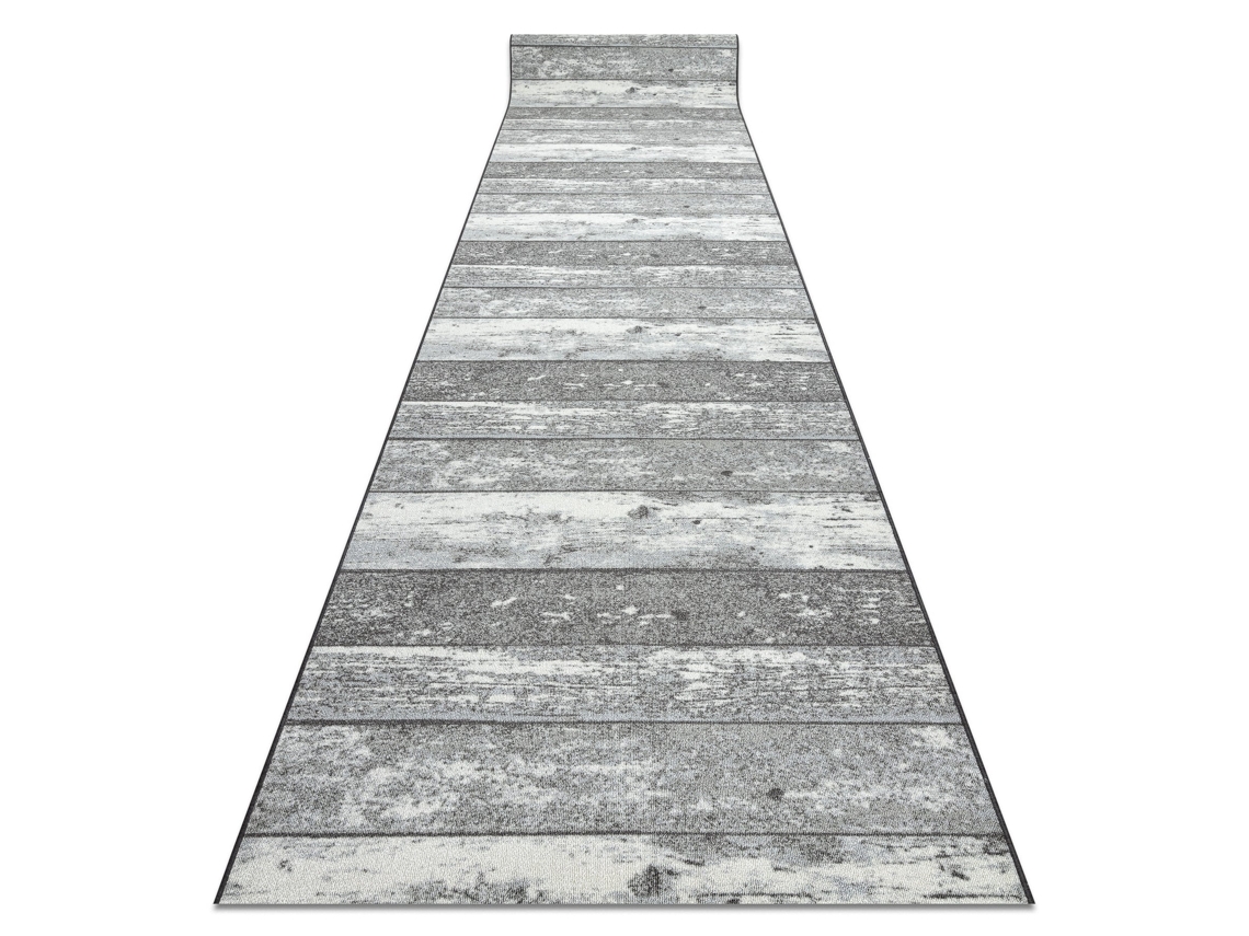 Alfombra de Pasillo con Refuerzo de Goma 80 cm Madera Tablero Gris