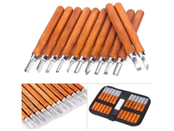 Juego De 12 Herramientas Para Grabado En Madera Con Lápices Afiladores Para Profesionales Y Aficionados. Cera Para Madera.