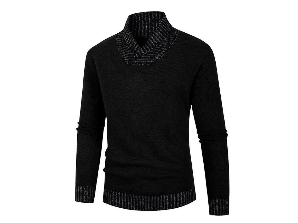 2026-jersey Casual De Manga Larga Con Bloques De Color Para Hombres Cuello V Pullover De Punto