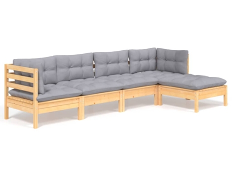 Conjunto 5 de muebles de jardín VIDAXL y cojines madera de pino