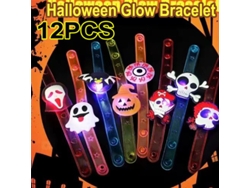 12 anillos luminosos de Halloween, pulseras luminosas de calabaza fantasma, juguete divertido para fiestas infantiles Viewleaf