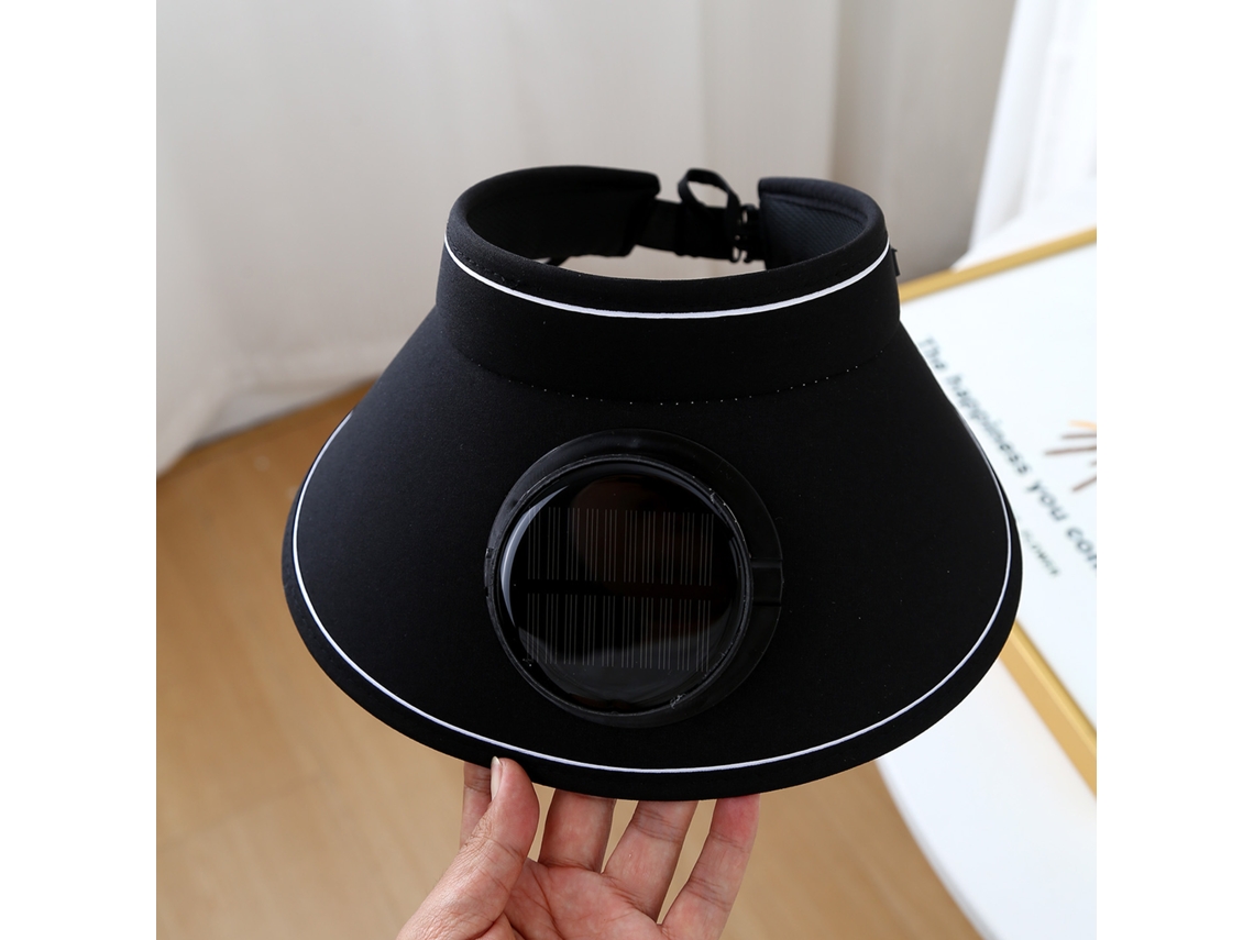 Sombrero de sol eléctrico de ala ancha para hombre con ventilador y protección UV. MDUG (negro)
