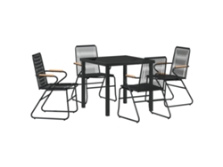 Conjunto de comedor de jardín Vidaxl de 5 piezas en ratán PVC negro