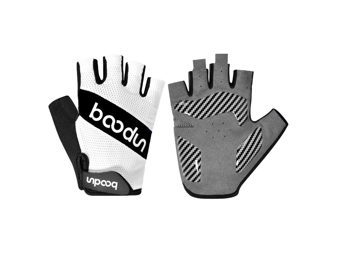 (blanco Y Negro L) Guantes De Ciclismo Para Exterior De Medio Dedo Con Silicona Reflectante 4d Para Visibilidad Nocturna.