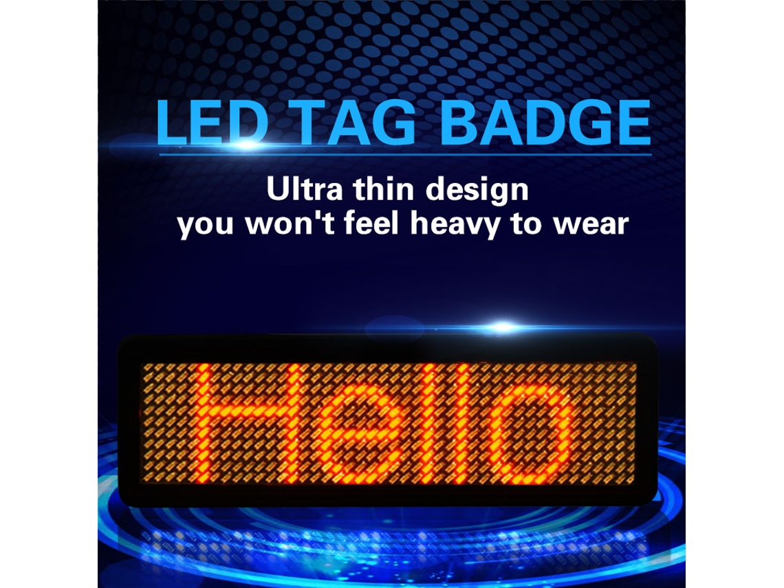 2026horizon-insigne Digital Led Con Desplazamiento Programable Multilingüe Recargable Nombre Etiqueta Id (naranja)
