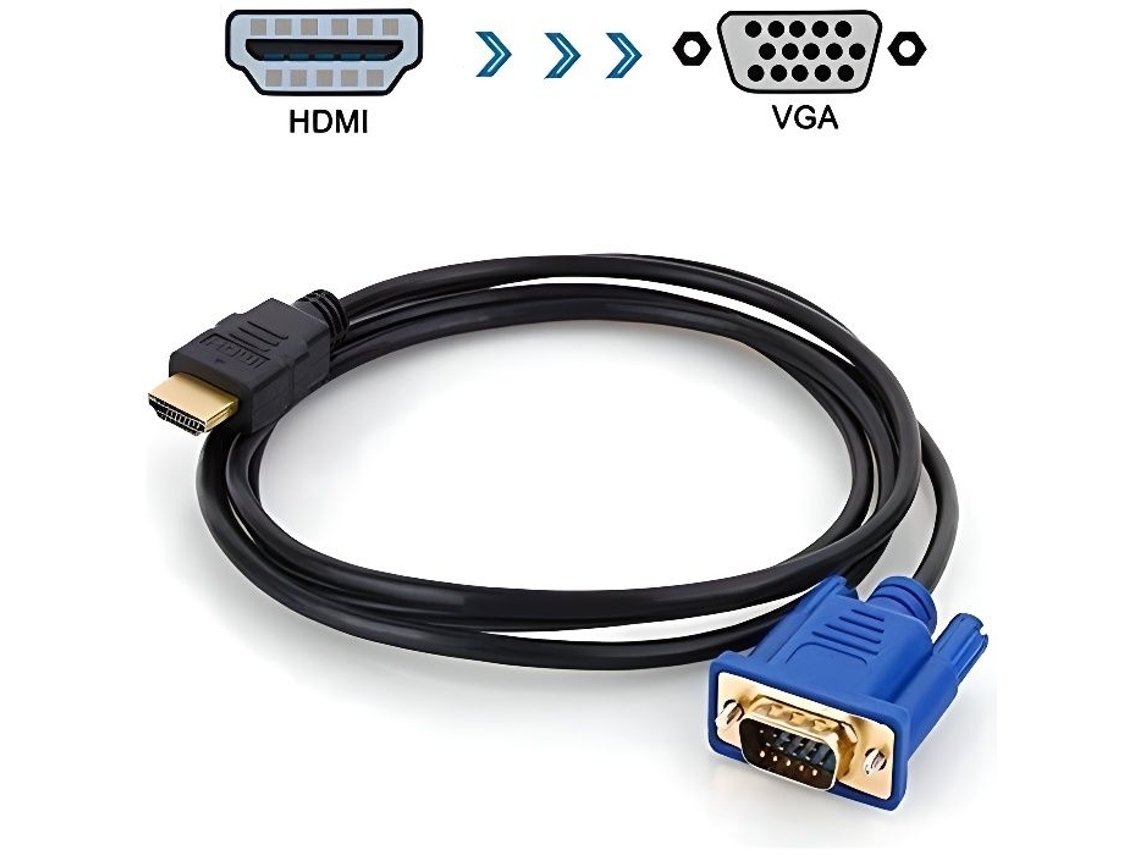 Cable Conversor De Hdmi A Vga, 1,8 Metros (5,9 Pies), Conector Mm De 15 Pines, Adaptador Vga, Alta Resolución 1080p Y 4k Para Uso En Oficina