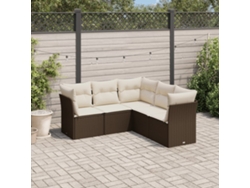 Conjunto de sofá de jardín de 5 piezas con cojines de mimbre marrón de DKD Home Decor