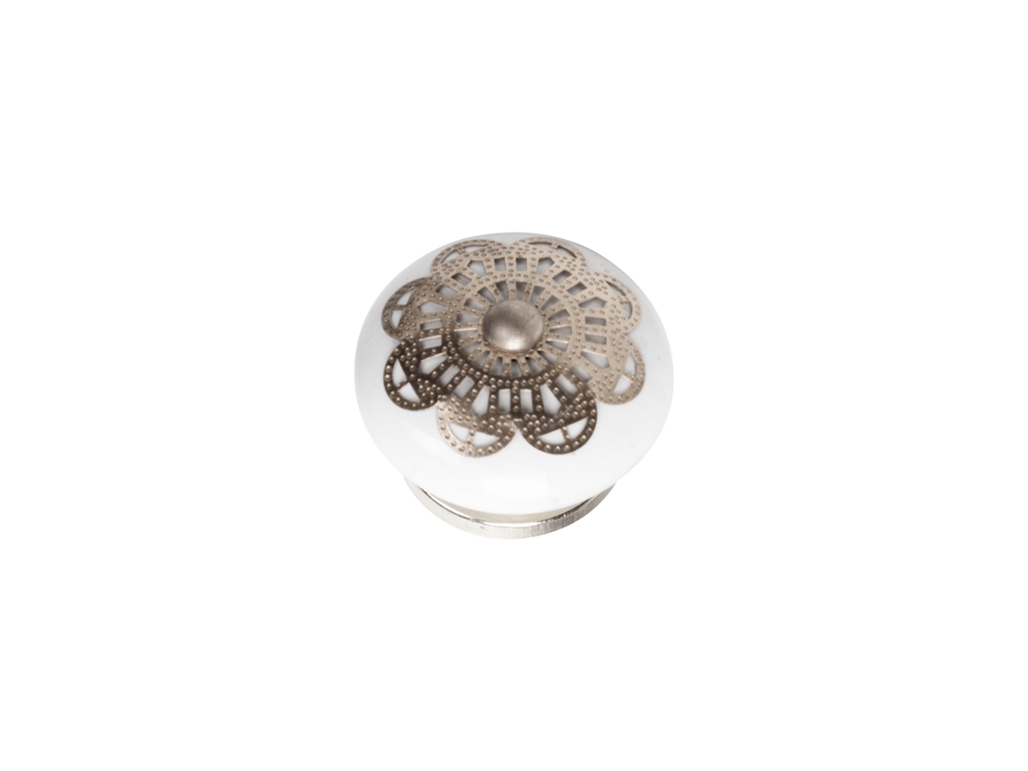 Pomo De Porcelana Para Muebles 40 Mm De Diámetro Cerámica Aplicada En Plata Juego De 24 Piezas