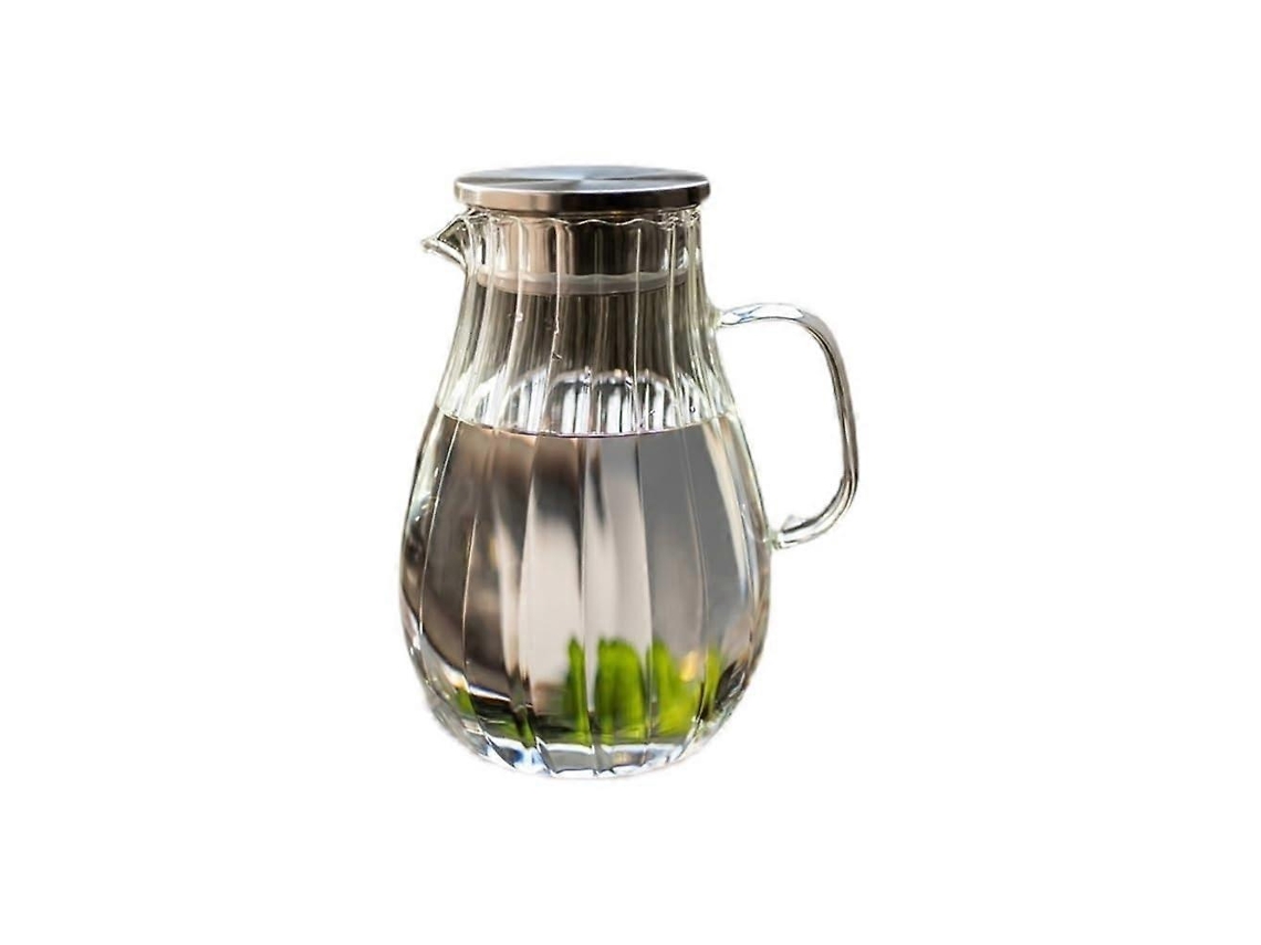 Jarra de cristal con tapa, de gran capacidad (1700 ml), ideal para té helado y bebidas frías y calientes.