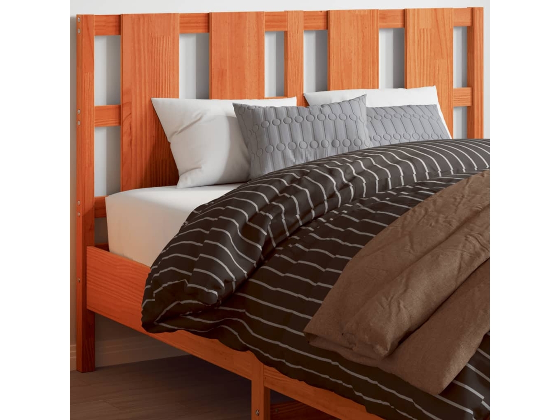 Cabecero De Cama Madera Maciza De Pino Marrón Cera 135 Cm