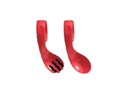 Cuchara De Entrenamiento Flexible Para La Alimentación Del Bebé, Boca Pequeña Curva, Reutilizable, Roja.