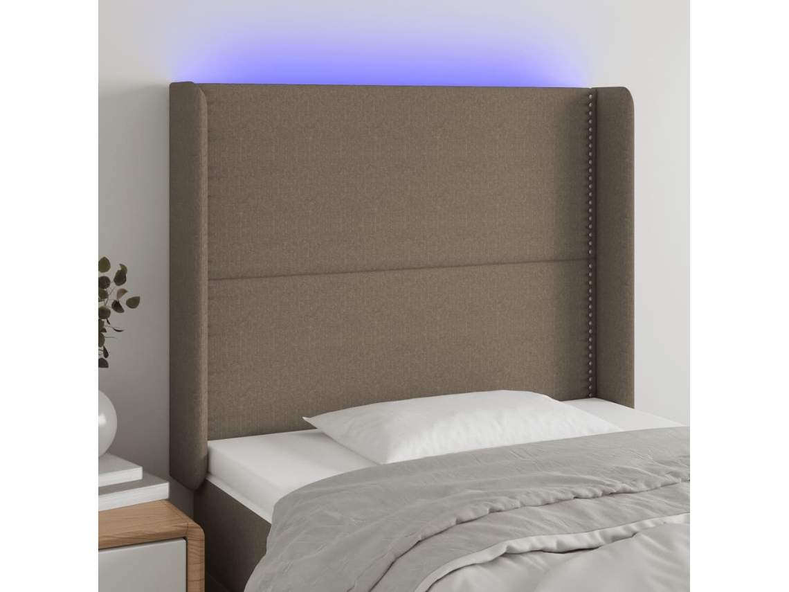 Cabecero Con Led De Tela Gris Taupe 103x16x118/128 Cm