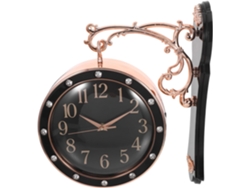 Reloj De Pared Silencioso De Doble Cara, 30 Cm, Plástico Negro, Diseño Europeo Moderno Para Oficina.
