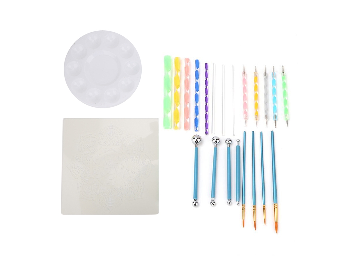 Kit De Ferramentas De Pintura Diy 26pcs Para Arte De Unhas E Artesanato Com Pincéis E Moldes