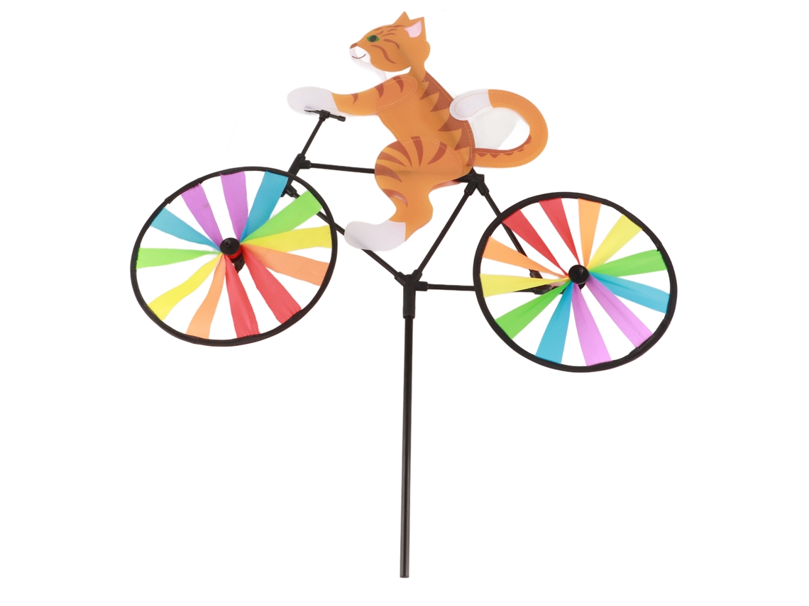 Adornos de bicicleta giratoria con forma de gato amarillo