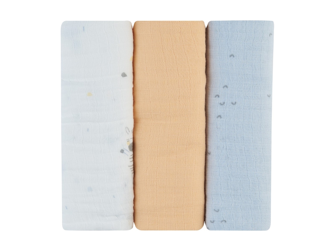 Juego de pañales de muselina Stripey Friends, 3 piezas, 75 x 75 cm Kikkaboo