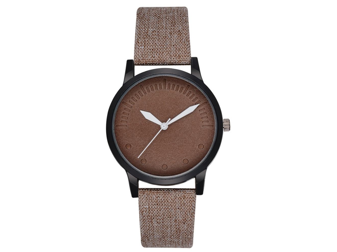 Reloj De Pulsera Analógico De Cuarzo Para Hombres Con Dial Imitación Jean (marrón Claro)