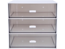 Caja De Almacenamiento Multifuncional De Plástico Blanco Transparente Con 3 Compartimentos.
