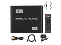 Reproductor Multimedia Mini 4k Hd Con Control Remoto E Indicador Led, Enchufe Usb De 100-240 V.
