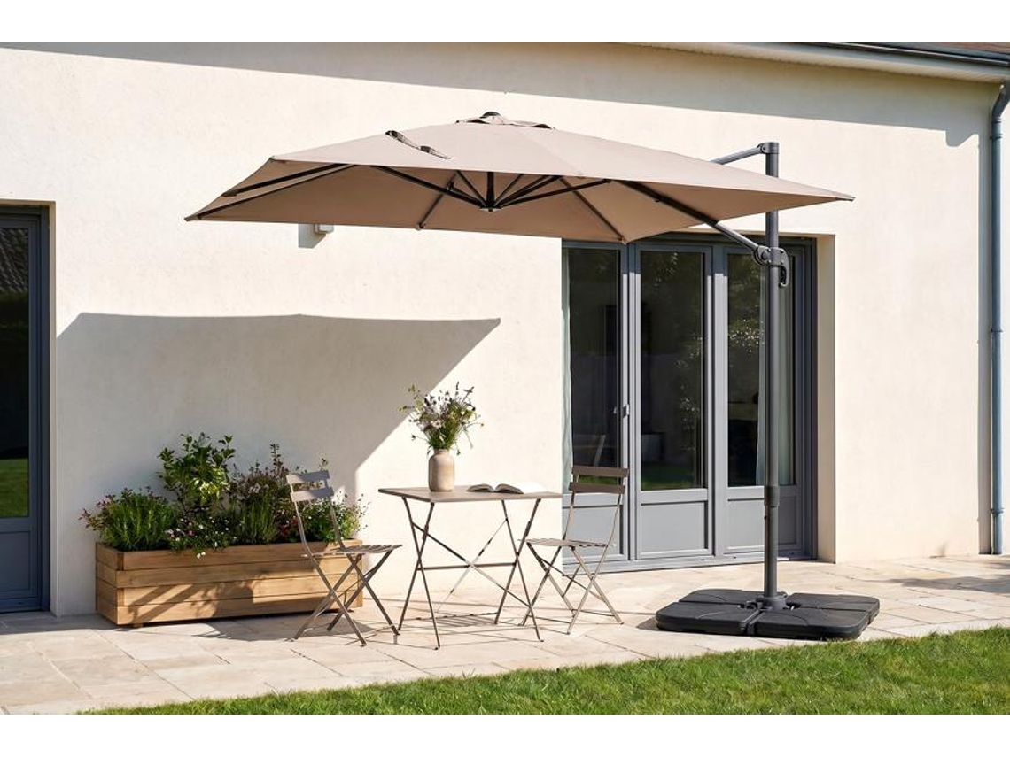 Sombrilla Excéntrica 2.5x2.5m Navagio De Aluminio - Giratoria 360° Reclinable - Taupe