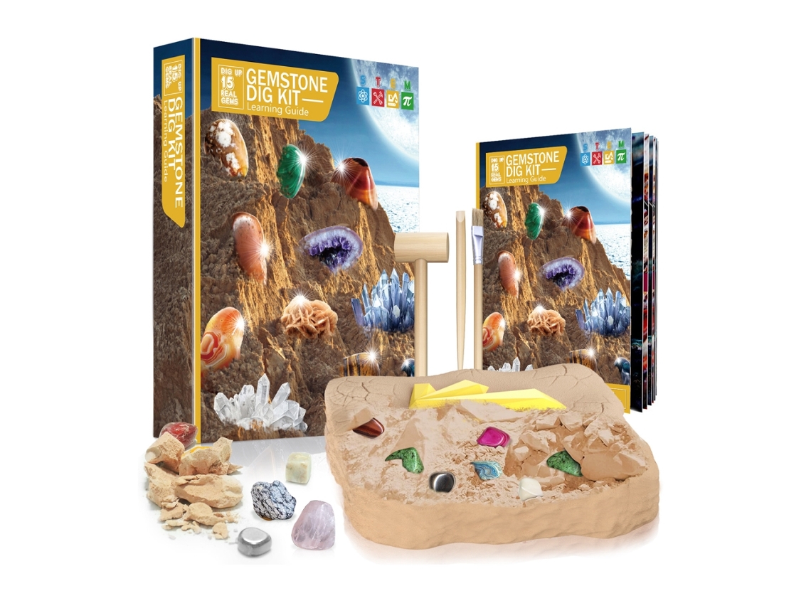 Kit de extracción de minerales y fósiles con 15 gemas