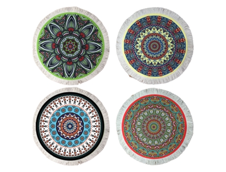 Juego de 4 Posavasos Redondos para Bebidas - Alfombra Portabebidas - Diseño de Alfombra y Absorbente