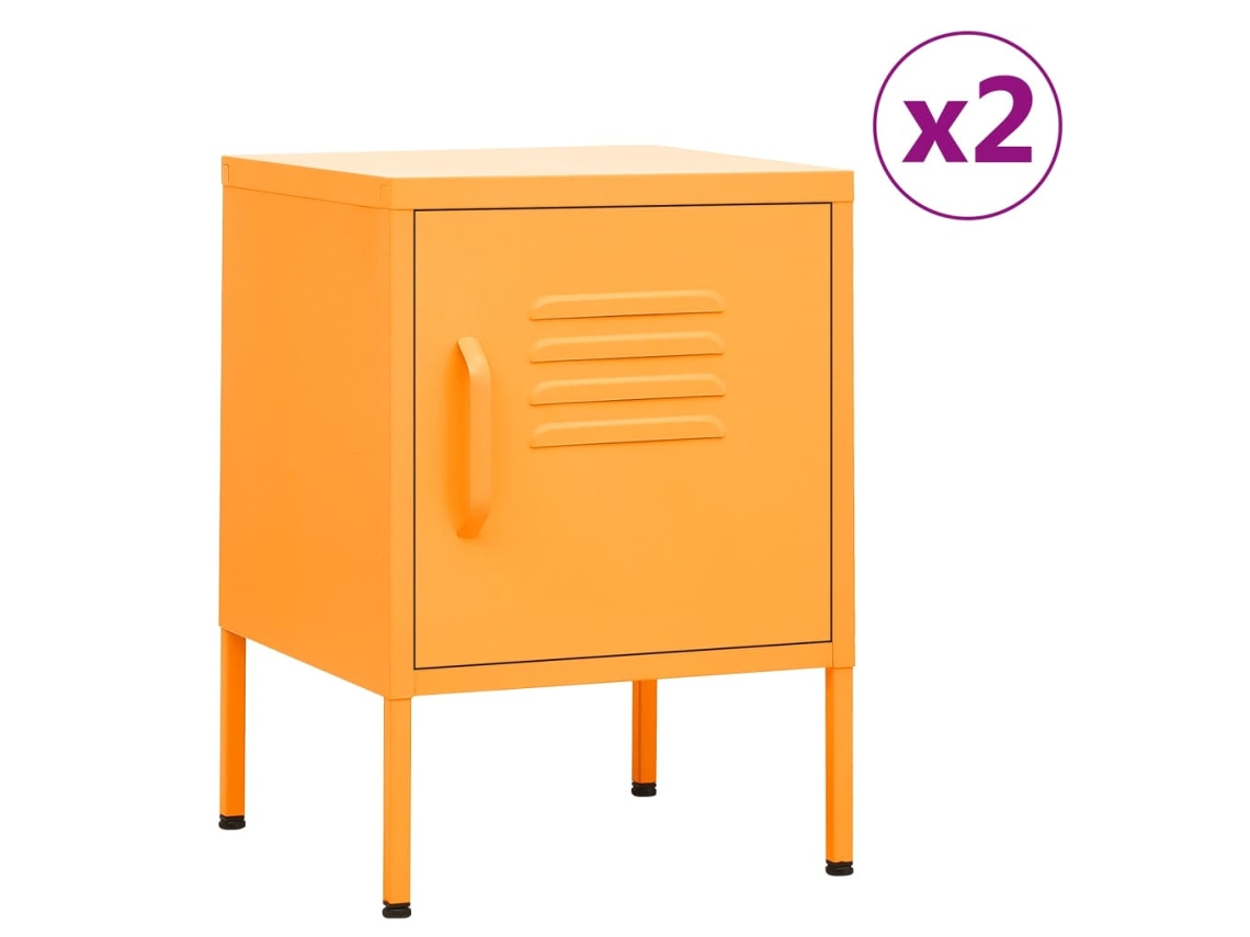 Mesitas de Noche LOVELY HOME Mesinha 2 Pcs 35X35X51 Cm Aço Amarelo Mostarda