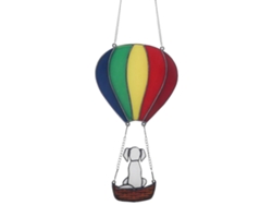 Globo aerostático arcoíris con perro, decoración acrílica, adorno para ventana o pared.