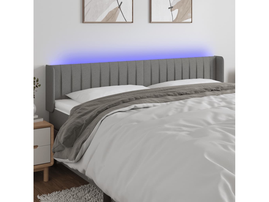 Cabecero Con Led De Tela Gris Oscuro 163x16x78/88 Cm