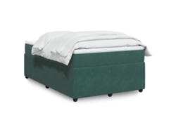 Cama Box Spring Con Colchón Terciopelo Verde Oscuro 120x200 Cm