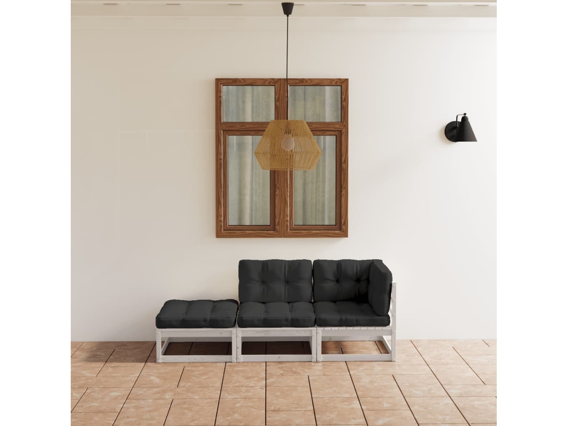 Conjunto de muebles de jardín con cojines de pino macizo, Dkd Home Decor