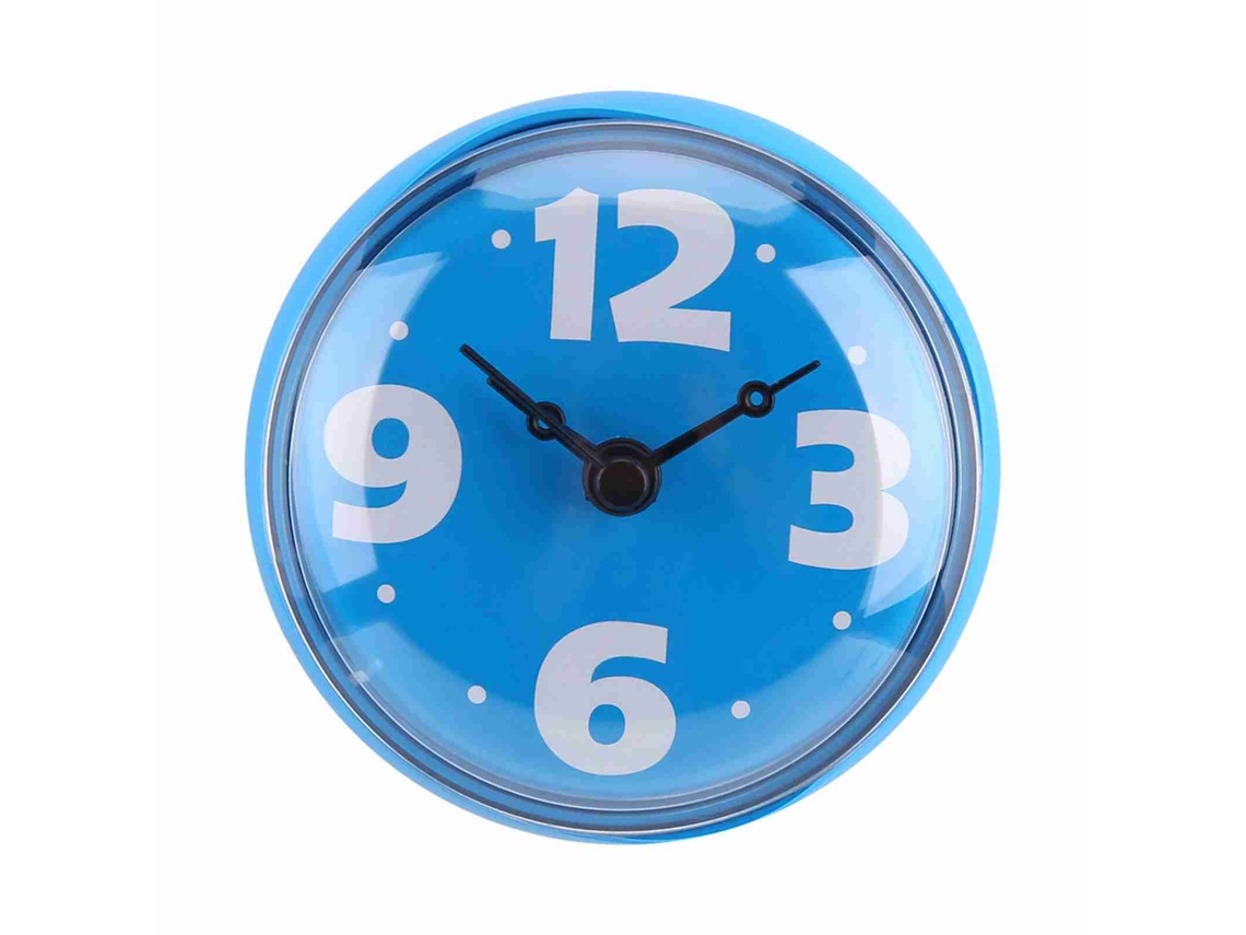 2026-espejo Reloj Baño Pared Aspiración Impermeable Ducha Accesorios Baño Azul