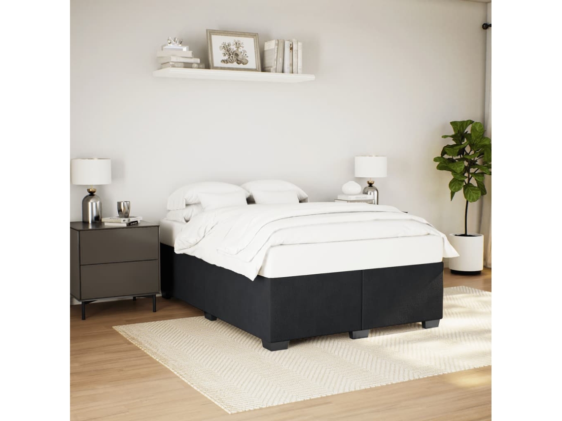 Estructura De Cama Sin Colchón Terciopelo Negro 140x200 Cm