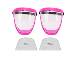 2 Protectores Faciales Transparentes Reutilizables Con Filtro De Algodón Para Niños, Rosa Y Blanco.
