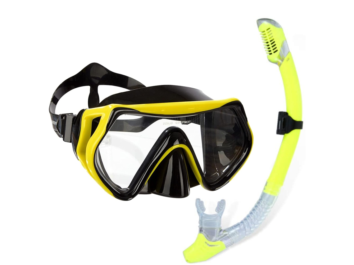 HYMNORA Máscara de Snorkel Juego de Equipo de Snorkeling – Set Seco con Máscara para Niños y Adultos Visión Submarina con Bolsa de Malla, Equipo de Entrenamie