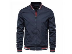 2026-chaqueta Casual Hombre Primavera Otoño Teenager Campera Delgada Moda Manga Larga Cremallera Cuello Alto Talla Lzd Xxl Azul Marino