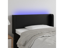 Cabecero Con Led Cuero Sintético Negro 93x16x78/88 Cm