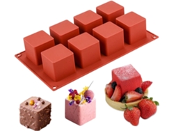 JEIIBRZUI molde de silicona para pastel de 8 bloques cuadrados color rojo