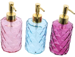 Botellas De Vidrio Rellenables Con Dosificador Y Diseño A Rayas - Juego De 3 Prácticos Accesorios De Baño