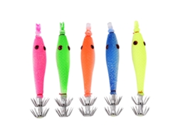 5 Anzuelos Luminosos Para Calamares Con Funda Resistente. Accesorio De Pesca.