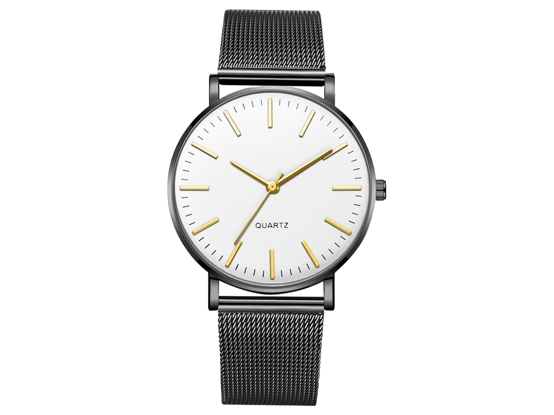 Reloj De Pulsera Analógico De Cuarzo Con Correa De Malla Para Hombre Y Mujer, Estilo Sencillo Y Moderno (oro Rosa)