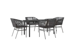 Maison Exclusive - Juego De Comedor Jardín 5 Piezas Cojines Ratán Sintético Negro