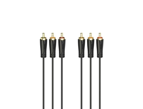Cable de Áudio HAMA /Vídeo 3 Plugues. Machos Rca 3 Fichas. Machos Rca Oro 1,5 M Oro