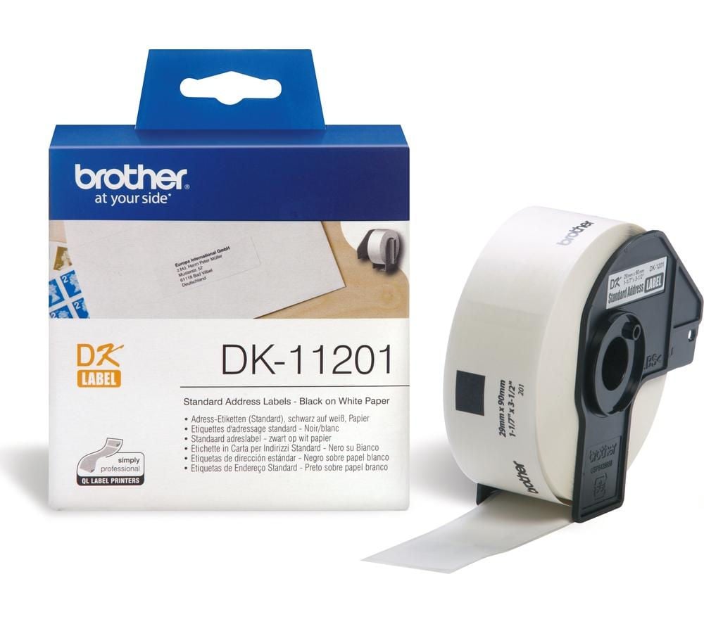 Fita Brother Dk11201 etiqueta 29x90 mm 400 unidades precortadas de direccion estandar tã‰rmicas 29mm 90mm blancas adhesiva tamaño para impresoras ql