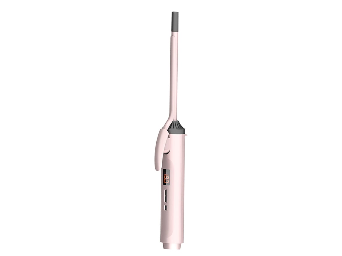 Pente De Cabelo Curvo Tourmalina Cerâmica Aquecimento Instantâneo 9mm Lcd Magro Rosa