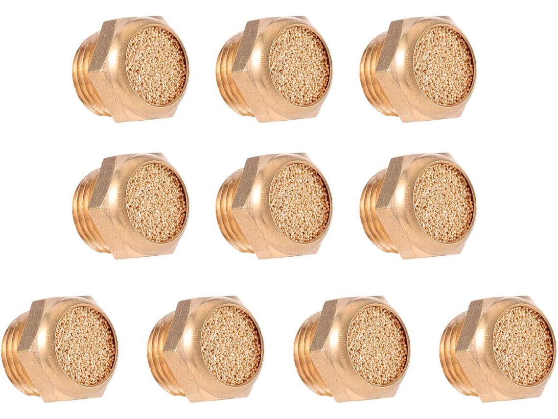 Conjunto De 10 Silenciadores Pneumáticos De Cobre Banhados A Ouro, Silenciadores De Bronze Sinterizado