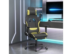 Silla Gaming De Masaje Con Reposapiés Tela Negro Y Verde Claro