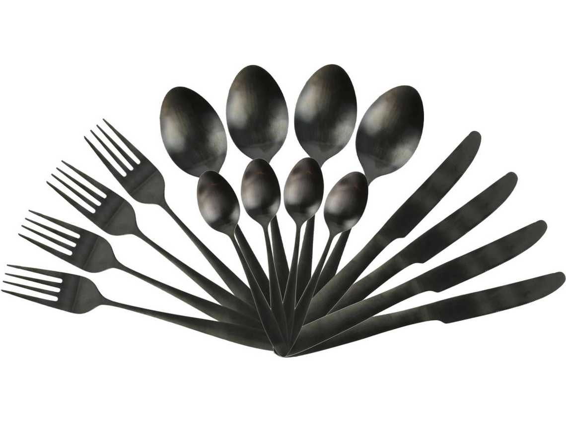 Cubertería HOME KOOL HOME Negro Acero Inoxidable (16 un)