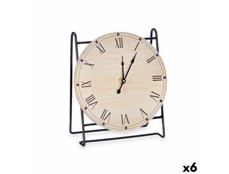 Reloj de Mesa Negro Metal Madera MDF 19 x 21 x 9 cm (6 Unidades)