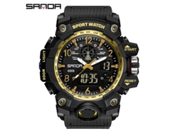 Reloj Electrónico De Moda (negro Y Dorado para Hombre) Con Acabado Luminoso, Resistente Al Agua Y A Los Golpes. Alarma.